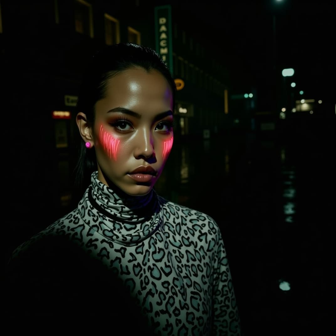 Photo transformed into cyberpunk neon style with AI — example 2