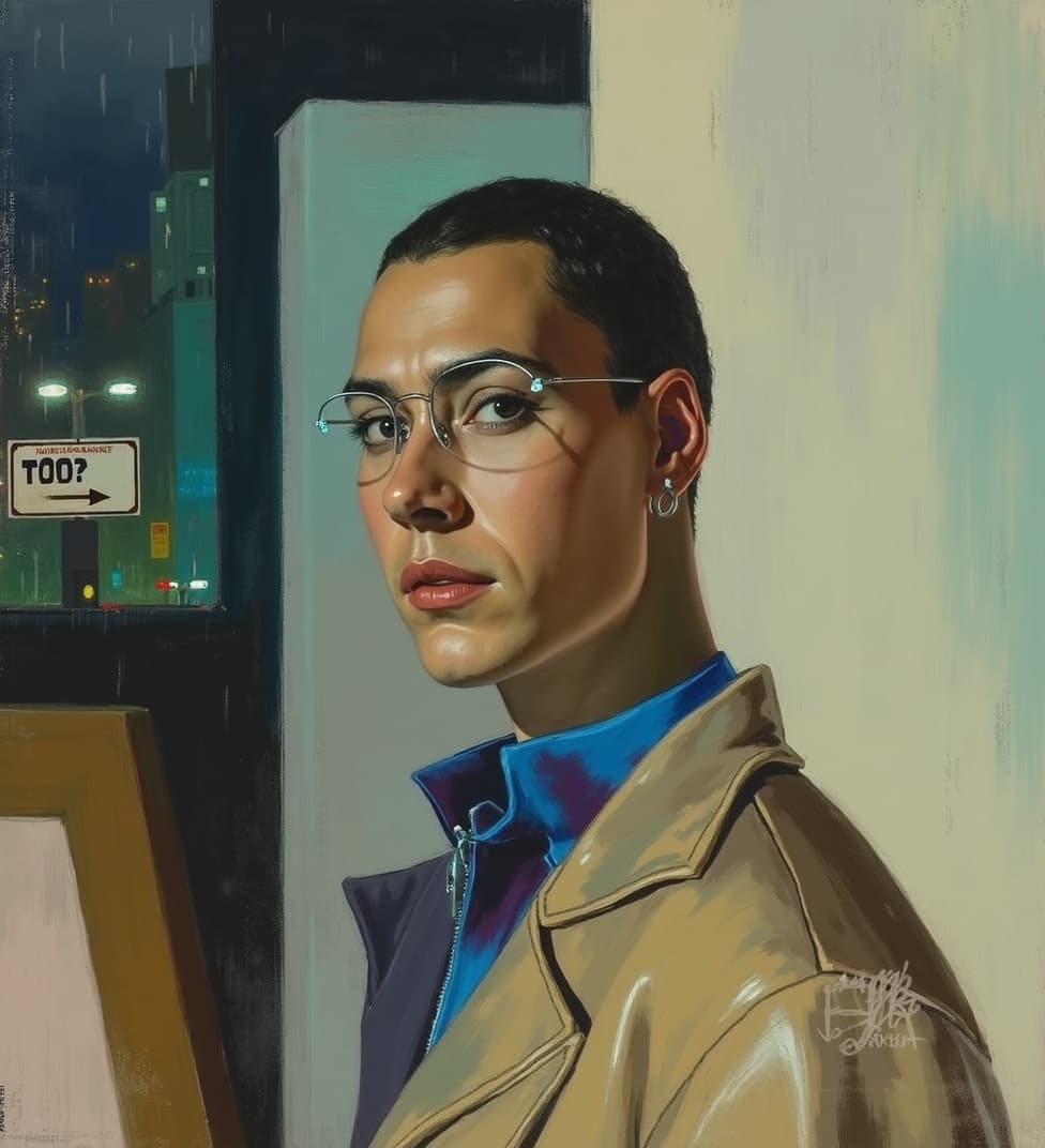 Photo transformed into cyberpunk style with AI — example 2