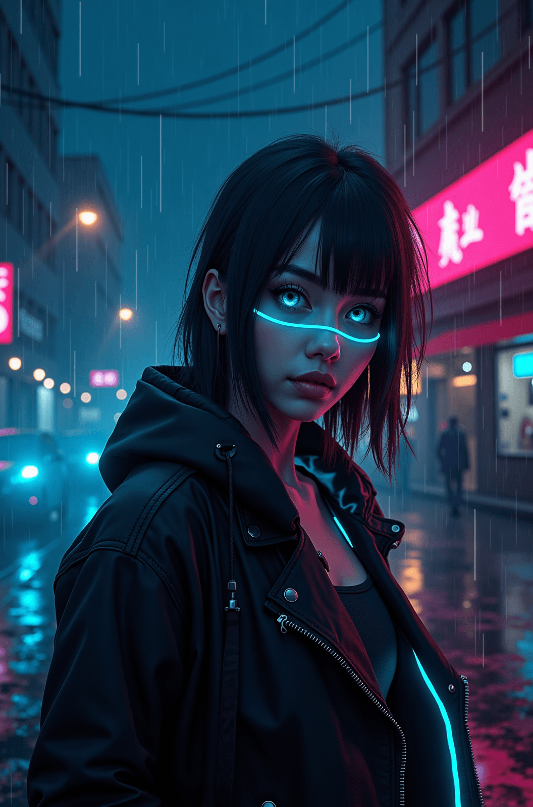 Photo transformed into cyberpunk neon style with AI — example 1