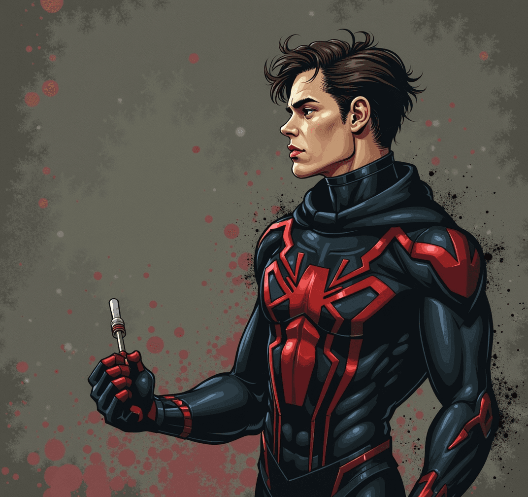 Photo transformed into spider-verse comic ink style with AI — example 2