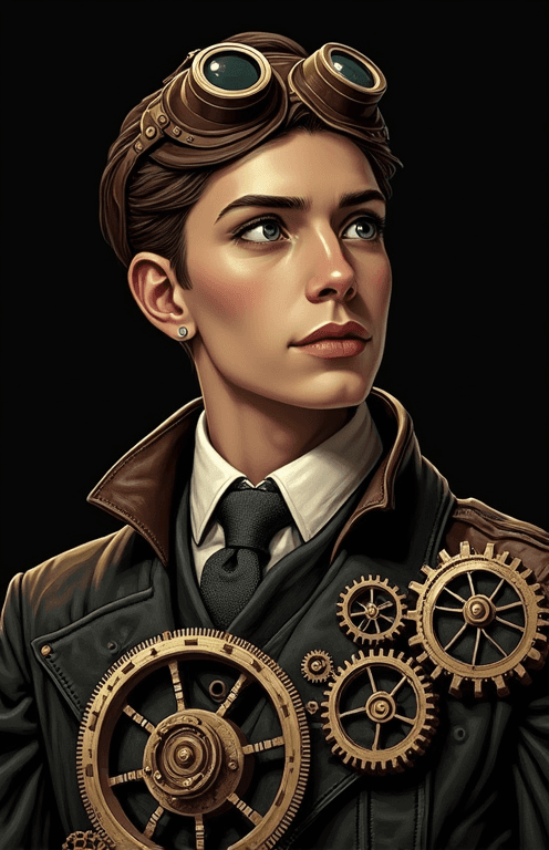 Photo transformed into steampunk style with AI — example 1